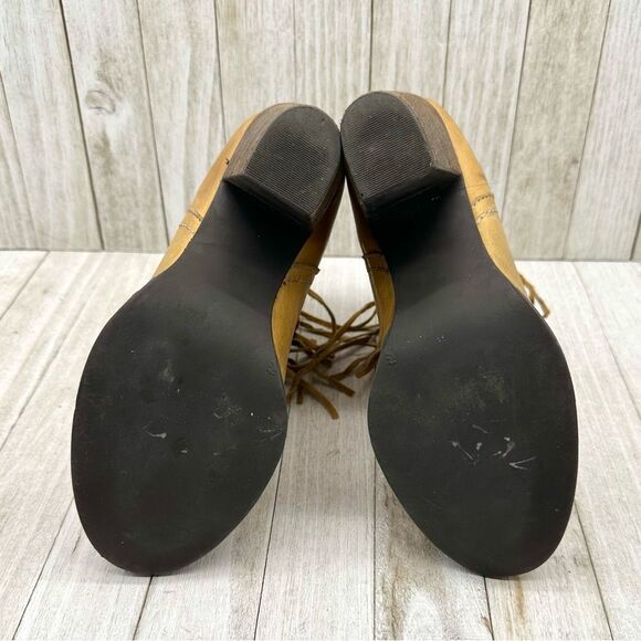 ☀️SALE☀️ Naughty Monkey Leather Fringe Slouchy Western Booties Size: 6.5 - Picture 9 of 11